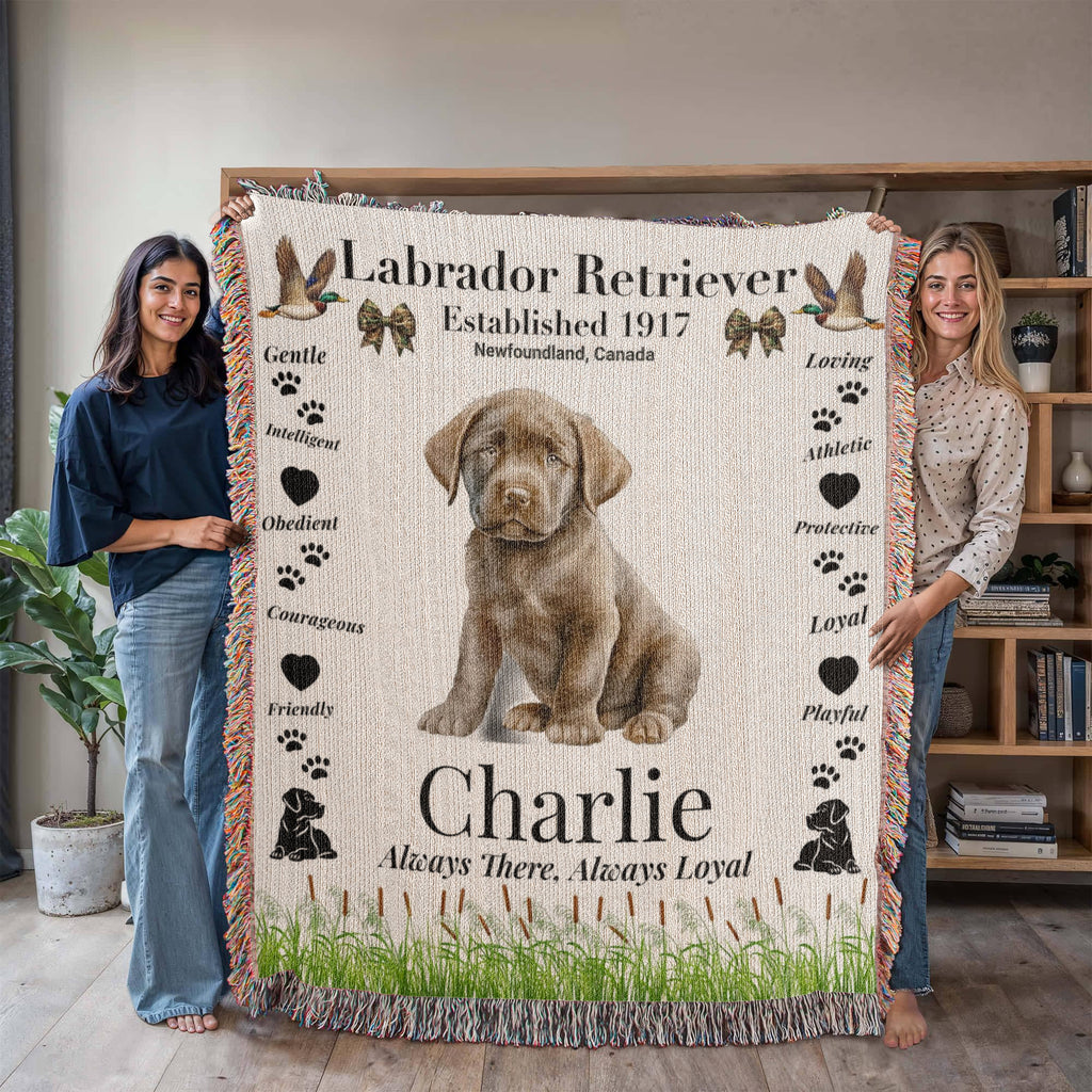 🐾 Woven Blanket – Labrador Retriever - Hunter
