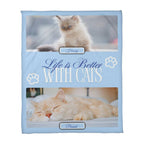 Personalized Multi-Cat Photo Blanket - Custom Cat Collage Fleece Blanket - 2-5 Cats Names & Photos