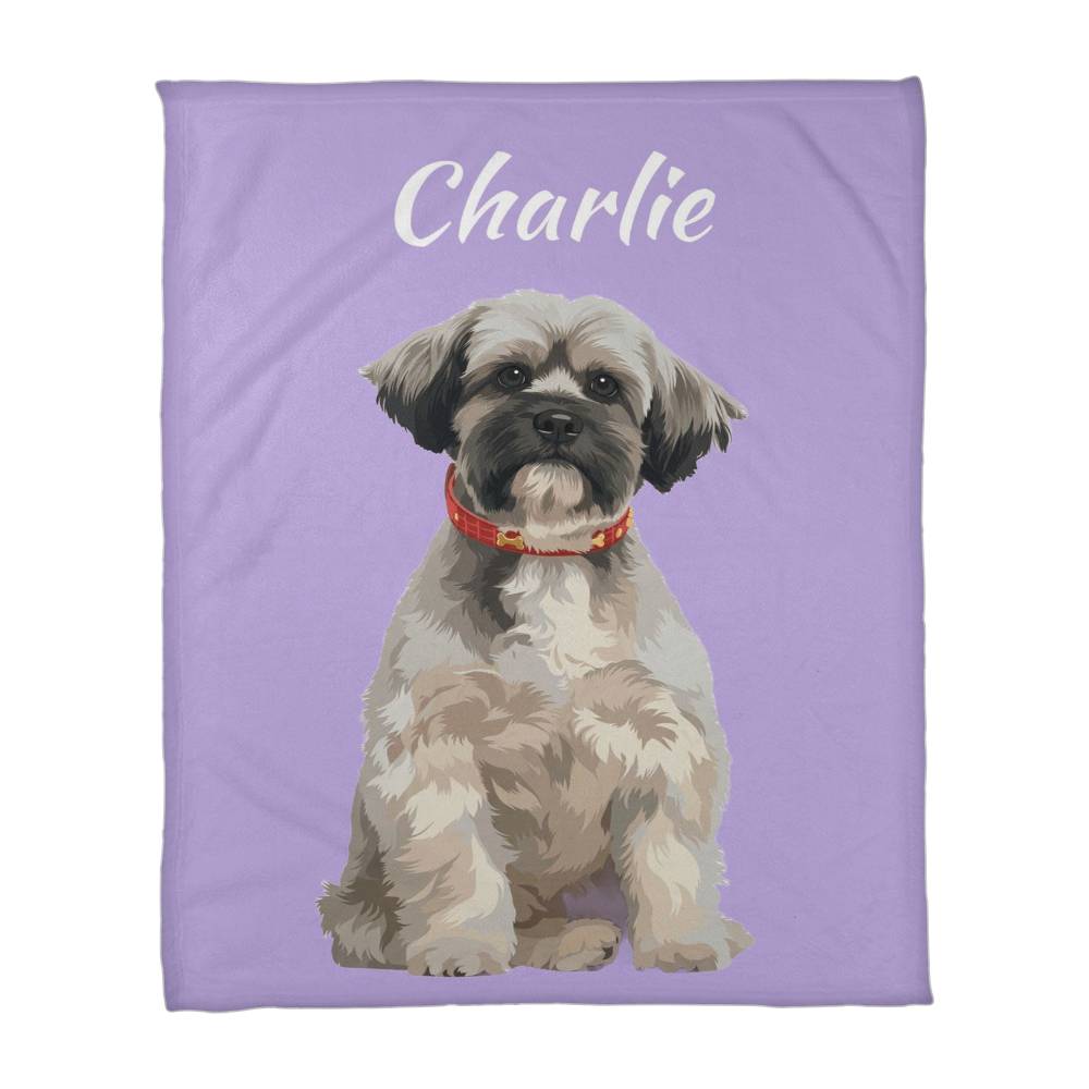 Custom AI Pet Portrait Fleece Blanket - Personalized Dog Photo Blanket