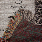 Textured fabric with colorful fringes on a patterned background