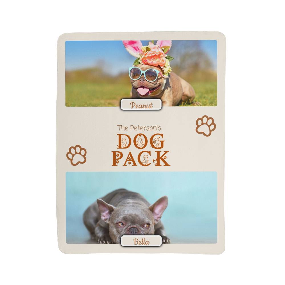 🐾  "The Dog Pack" Personalized Photo Collage - sherpa blanket
