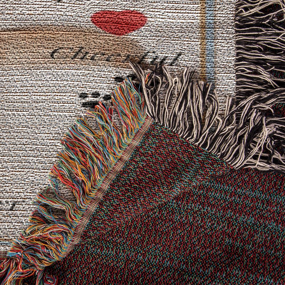 🐾 My Little Buddie Heirloom Woven Blanket – Golden Retriever Edition - Red hearts