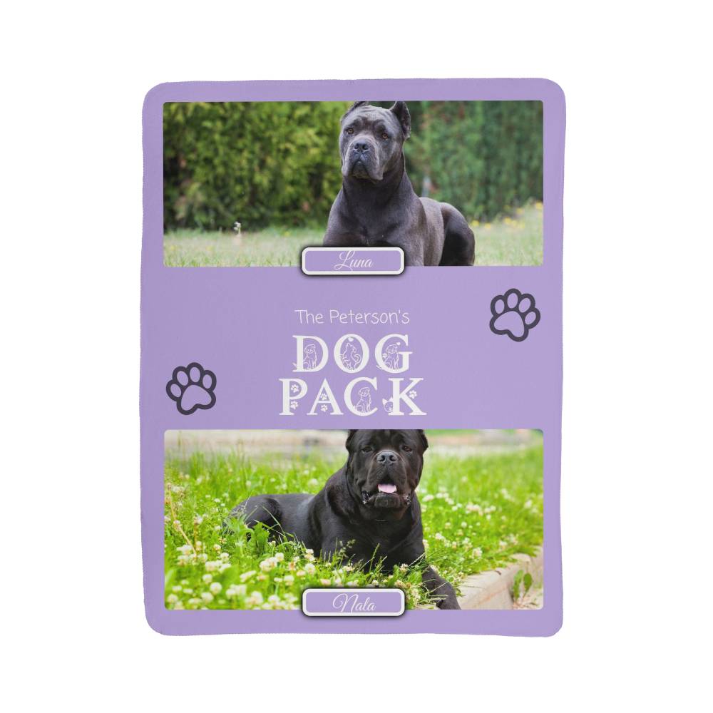 "Dog Pack" Personalized Photo Collage Sherpa Blanket - Multi-Dog Gift