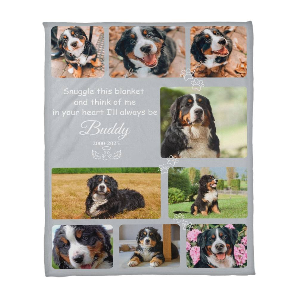 "Snuggle This Blanket and Think of Me" - Pet Memorial Fleece Blanket