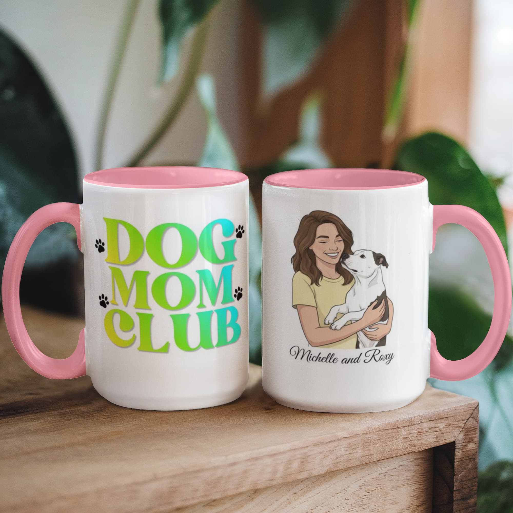 Retro Dog Mom Club Coffee Mug – Mom & Dog Illustration