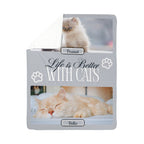 🐾  "Life is better with Cats" Personalized Photo Collage - sherpa blanket