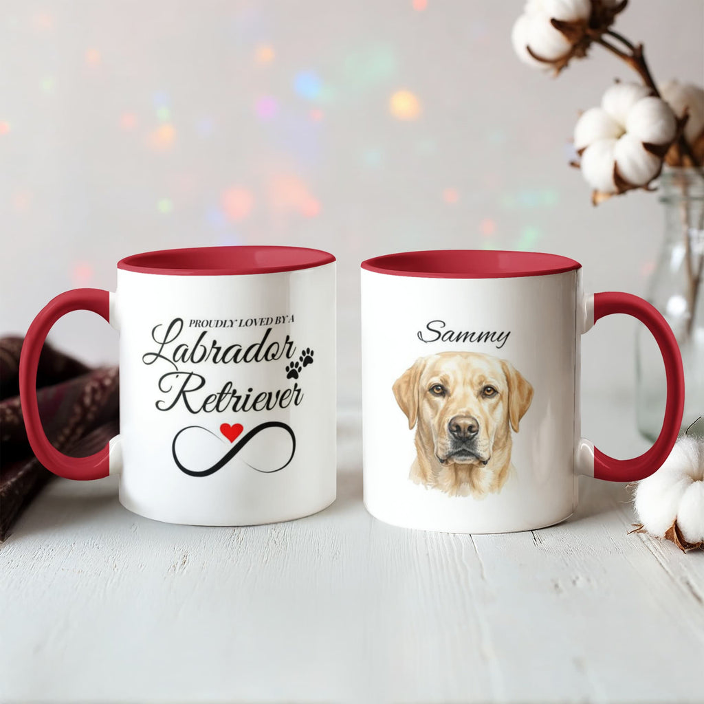 "Proudly Loved by my Labrador Retriever" Water Color Pet Portrait Coffee Mug