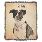 Custom Pet Portrait Heirloom Woven Blanket - Personalized Dog Photo Blanket