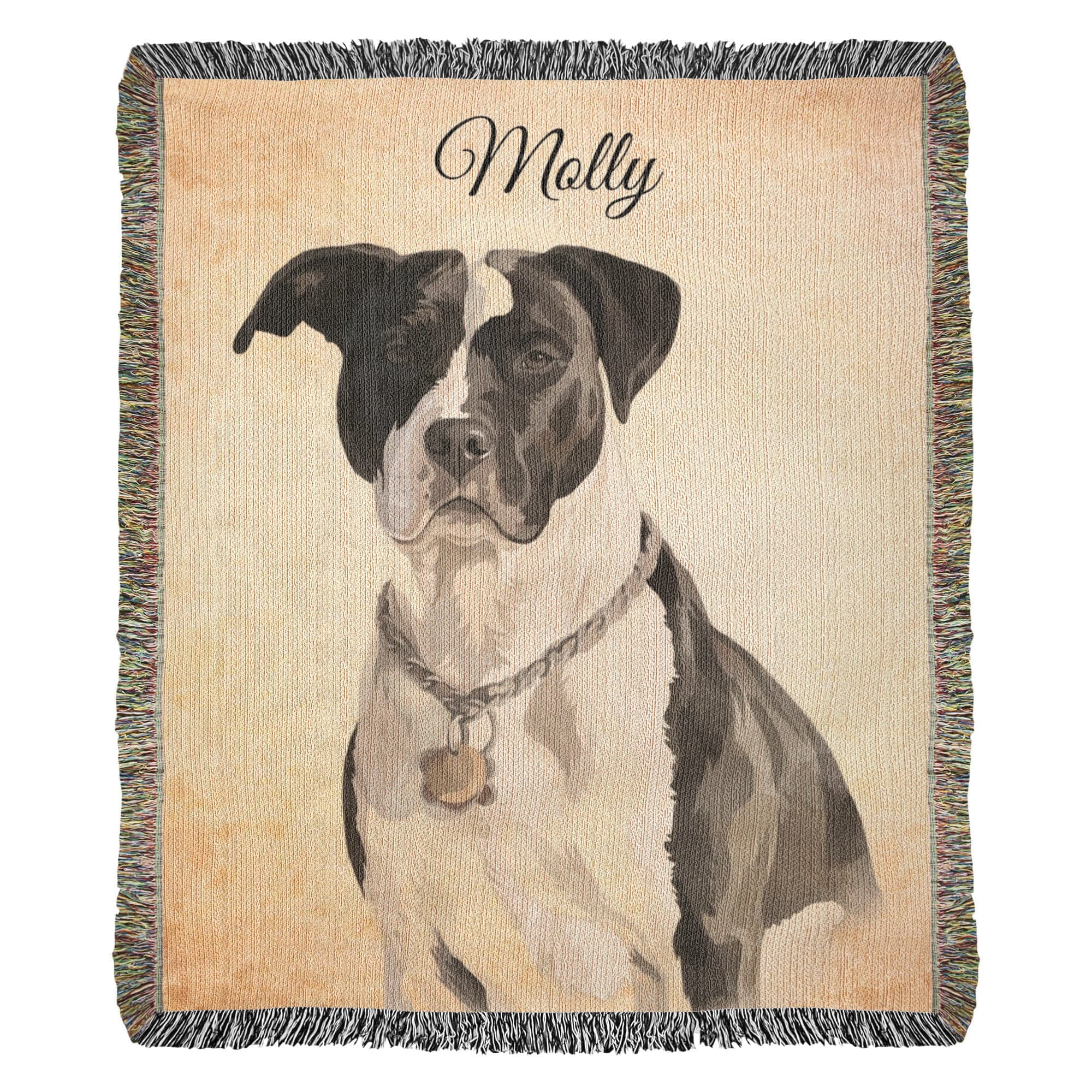Custom Pet Portrait Heirloom Woven Blanket - Personalized Dog Photo Blanket