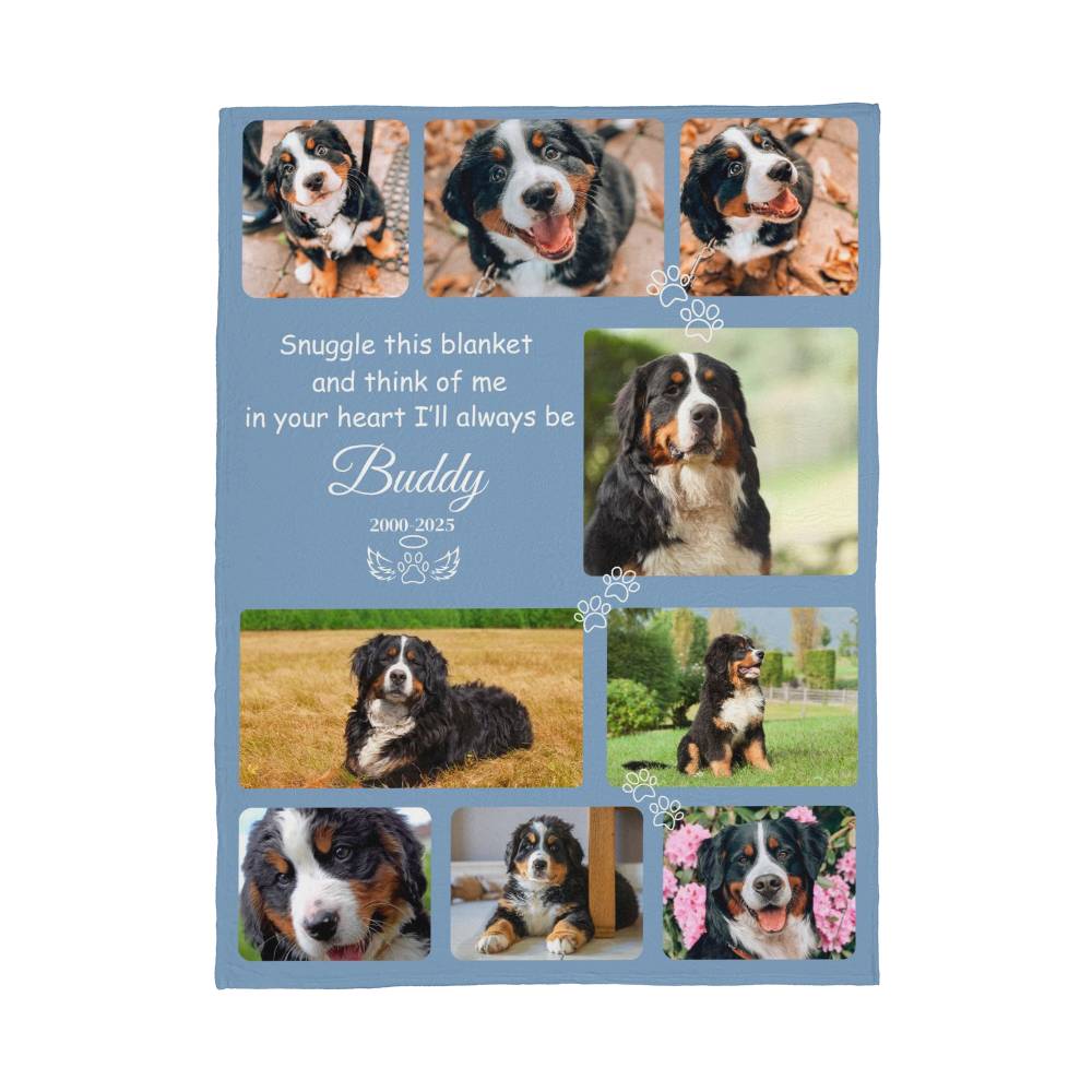 "Snuggle This Blanket and Think of Me" - Pet Memorial Fleece Blanket