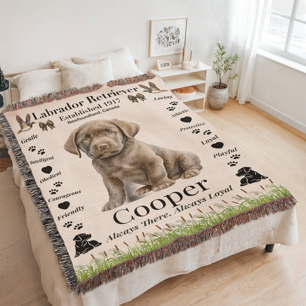 🐾 Woven Blanket – Labrador Retriever - Hunter