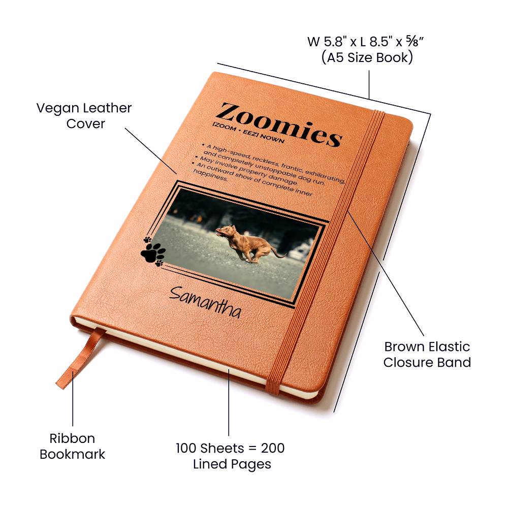 Notebook with features highlighted on a white background