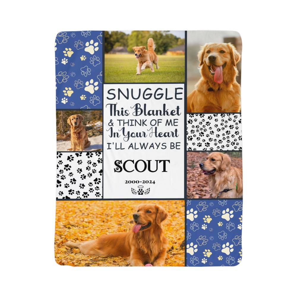 🐾 "Snuggle this blanket" Memorial - Sherpa Blanket - Personalized name and photos