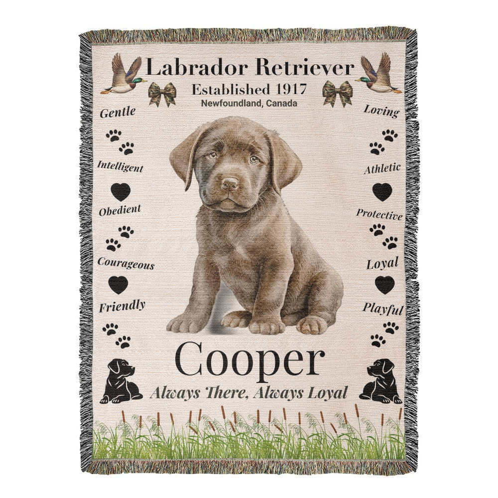 🐾 Woven Blanket – Labrador Retriever - Hunter