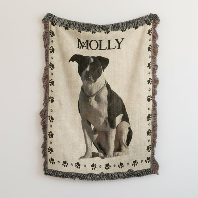 Woven Blanket personalized with paw Frame