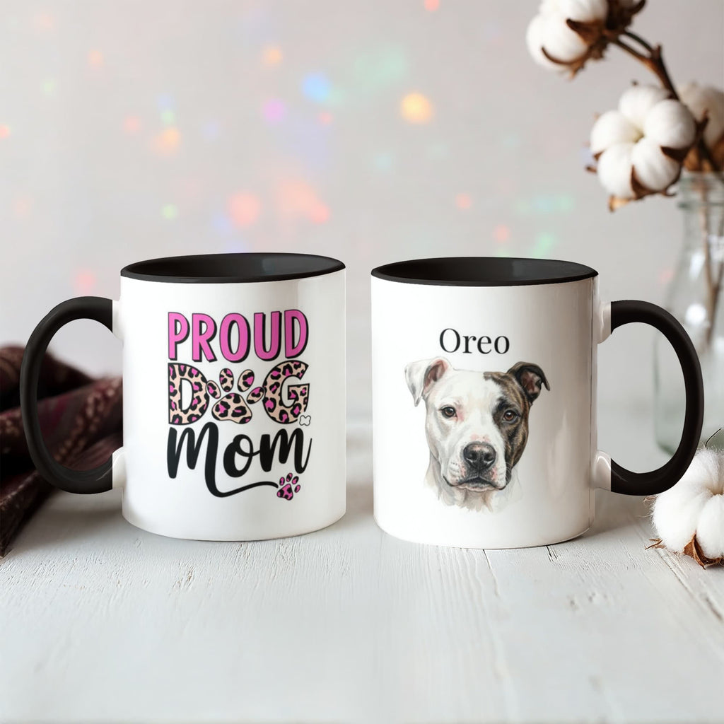 "Proud Dog Mom" Water Color  Pet Portrait Coffee Mug