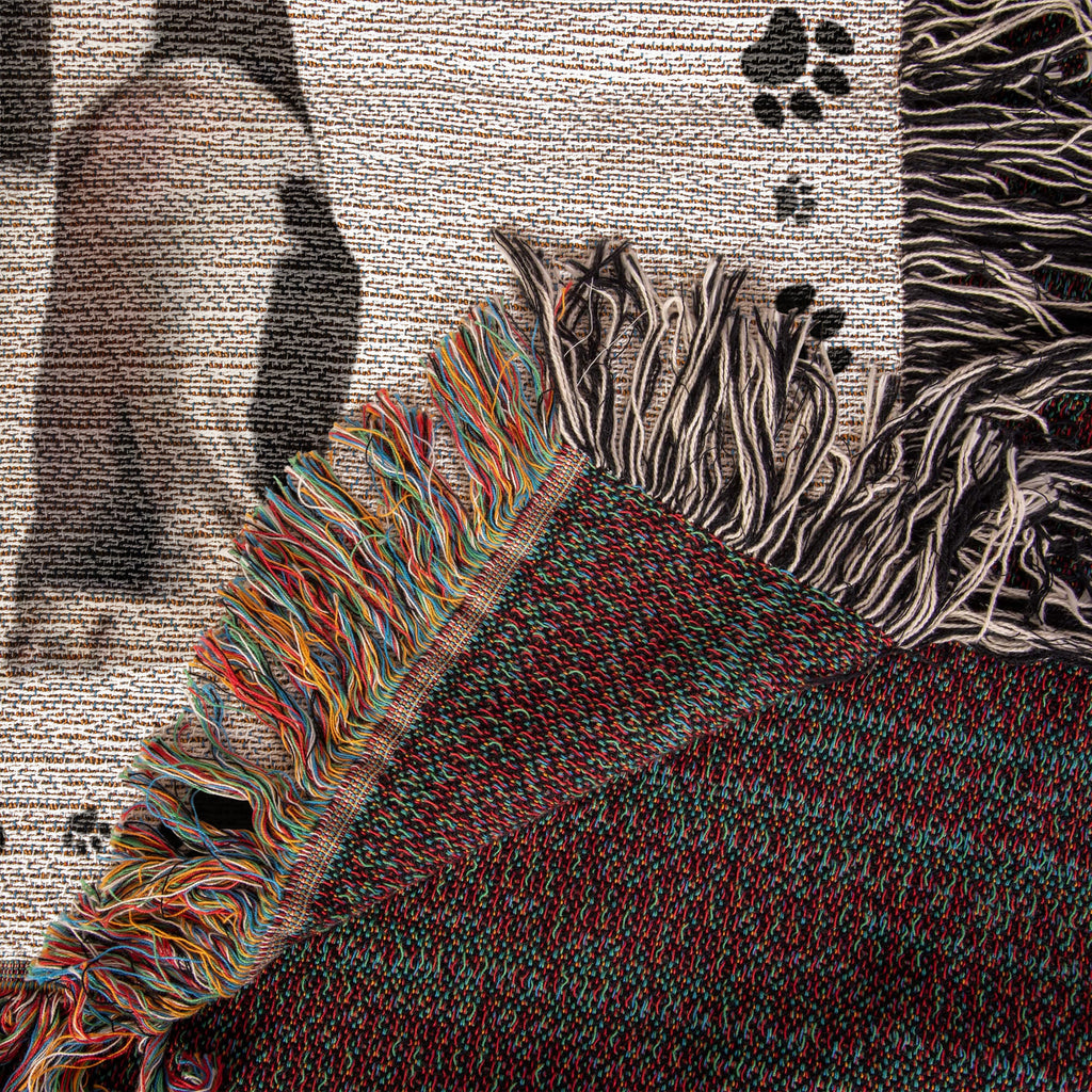 Textured fabric with colorful fringe on a patterned background