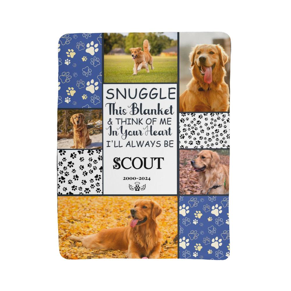 🐾 "Snuggle this blanket" Memorial - Sherpa Blanket - Personalized name and photos