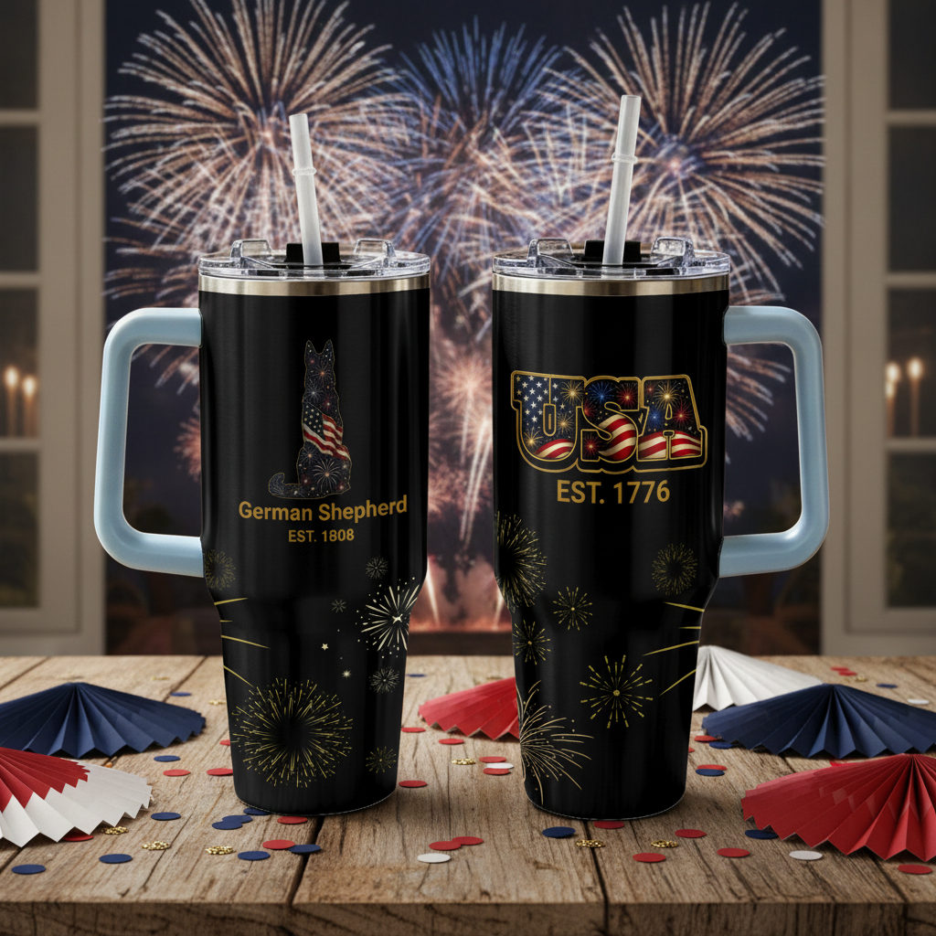 Fireworks German Shepherd – Dog Mom 40oz Tumbler