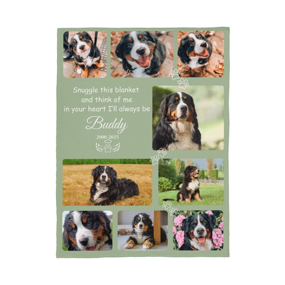 "Snuggle This Blanket and Think of Me" - Pet Memorial Fleece Blanket