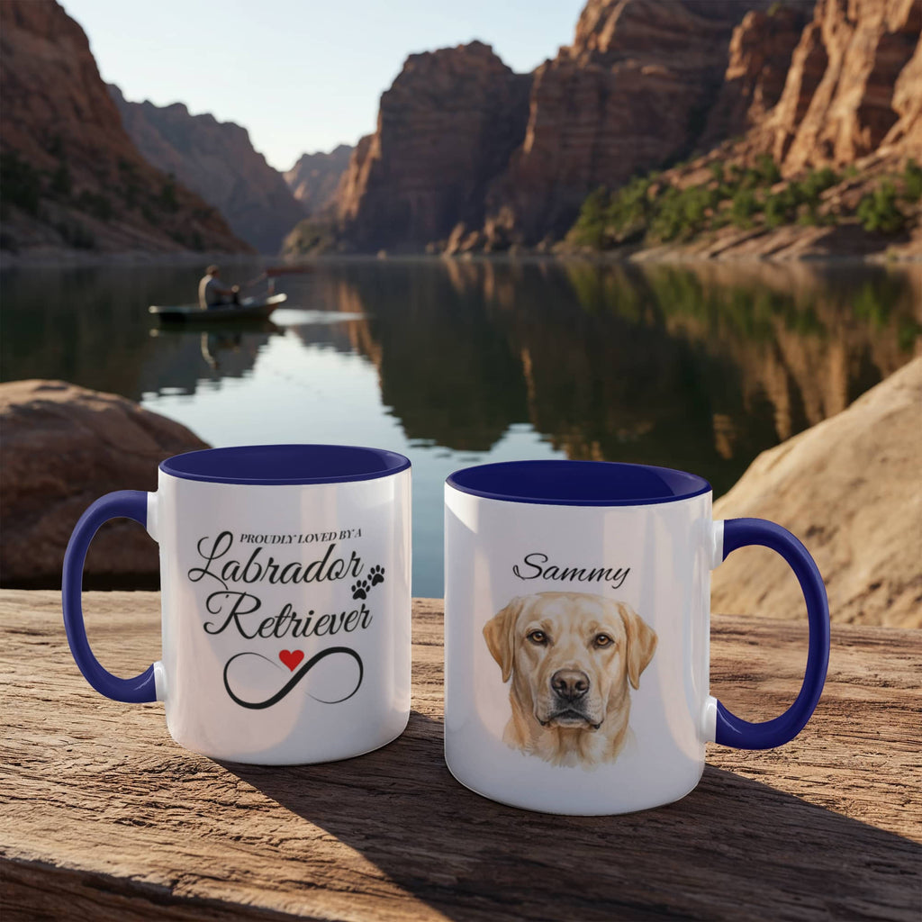 "Proudly Loved by my Labrador Retriever" Water Color Pet Portrait Coffee Mug