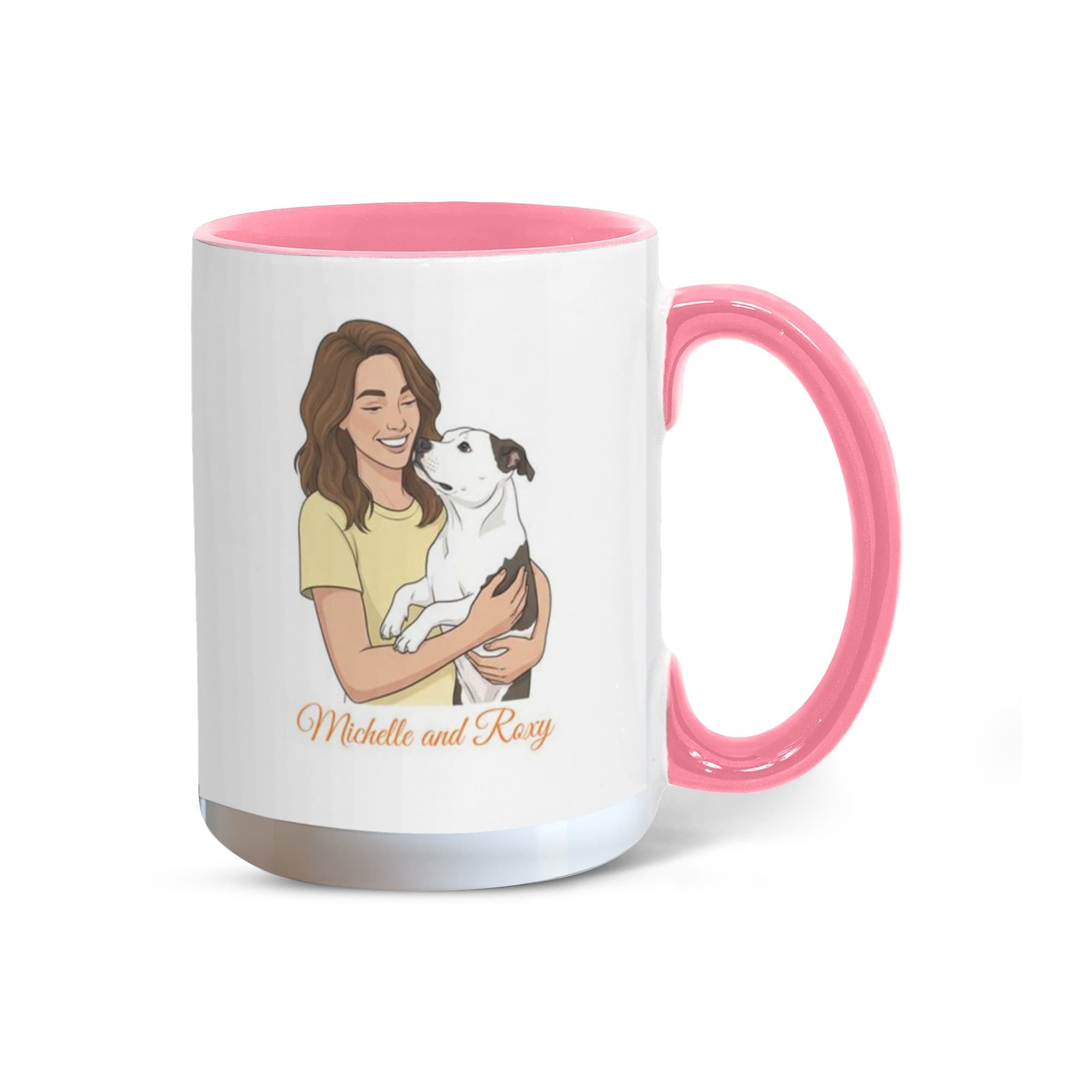 Personalized Dog Mom Coffee Mug – "Hot Girls Rescue Dogs" Custom Illustration with Mom & Dog