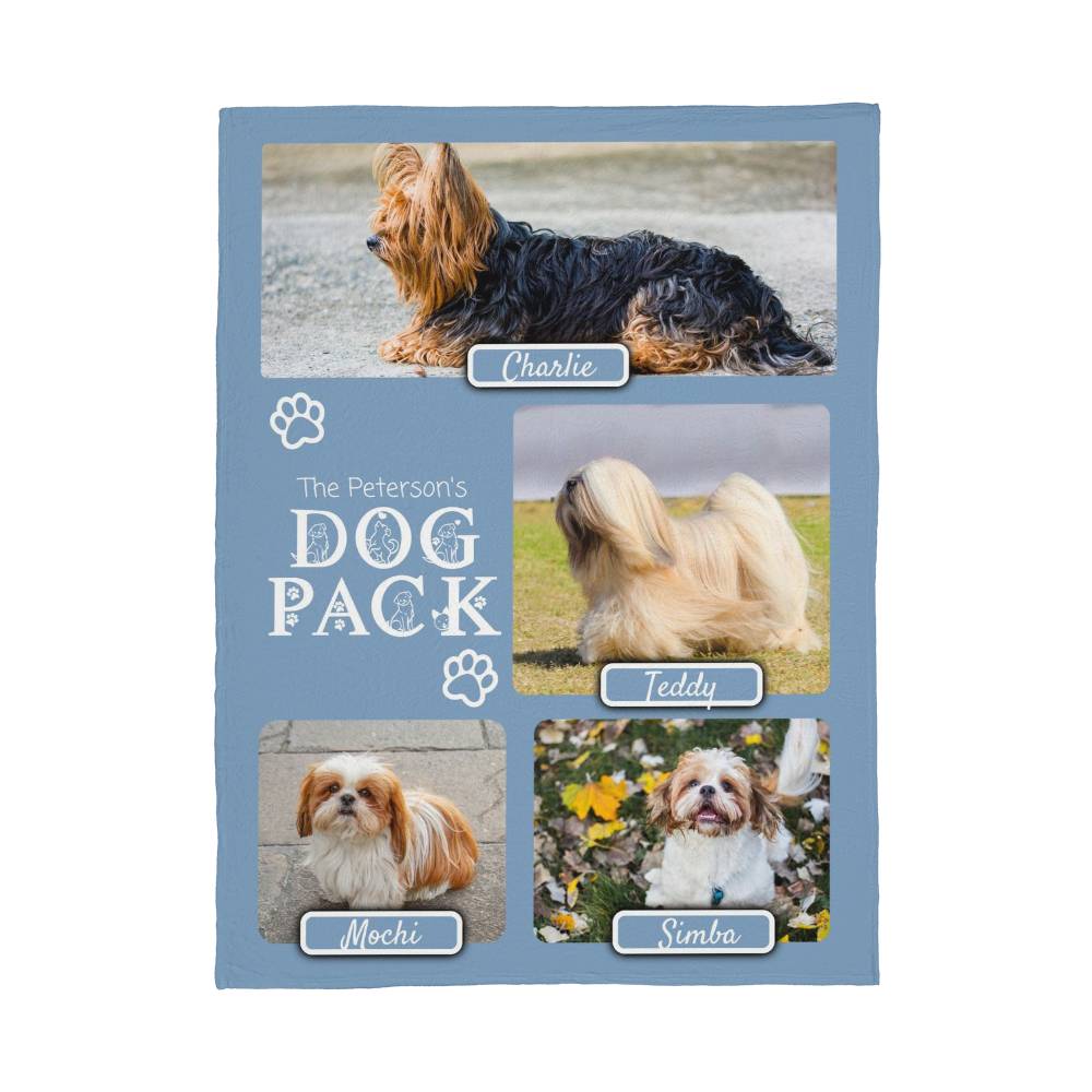 🐾 Dog Pack Fleece Blanket — Celebrate Your Whole Canine Family