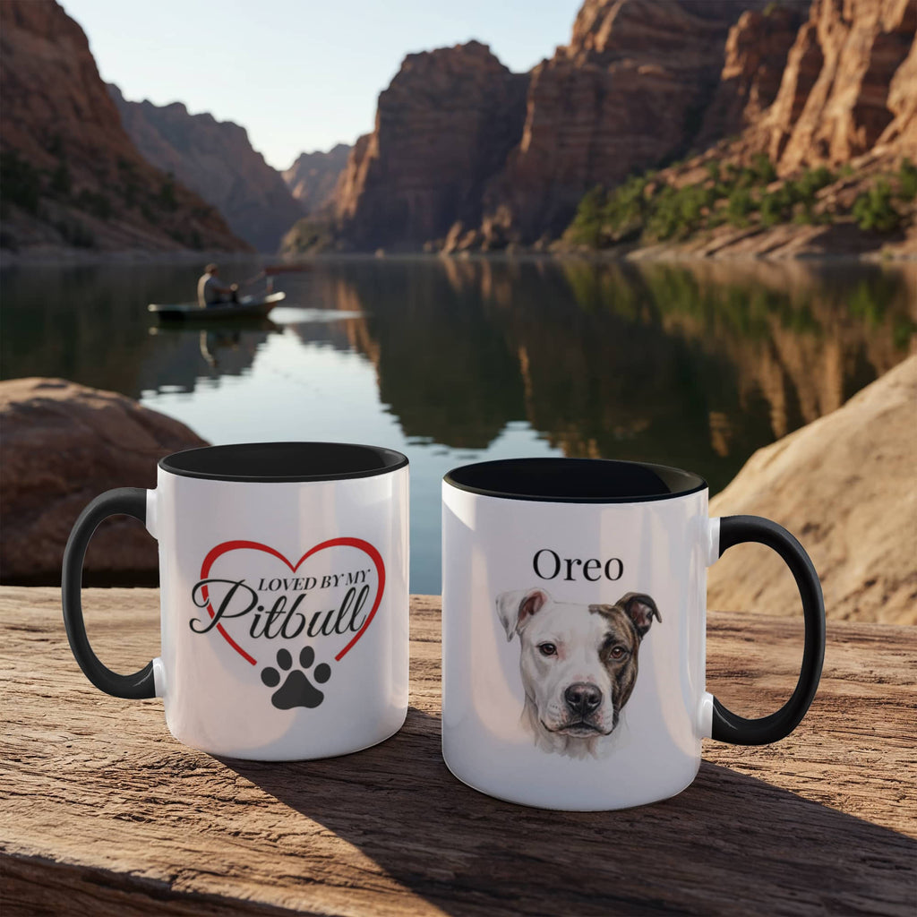 "Loved by my Pitbull" Water Color  Pet Portrait Coffee Mug