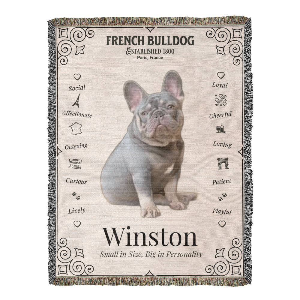 🐾 My Little Buddie Heirloom Woven Blanket – French Bulldog Edition - Doodle