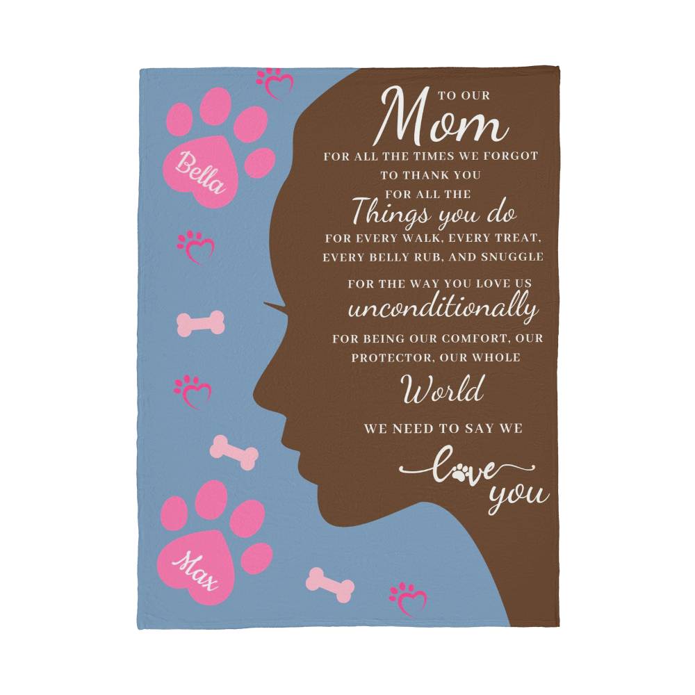 🐾 To Our Mom Dog Blanket - Personalized Dog Names - Dog Mom Gift 🎁 - Fleece Throw
