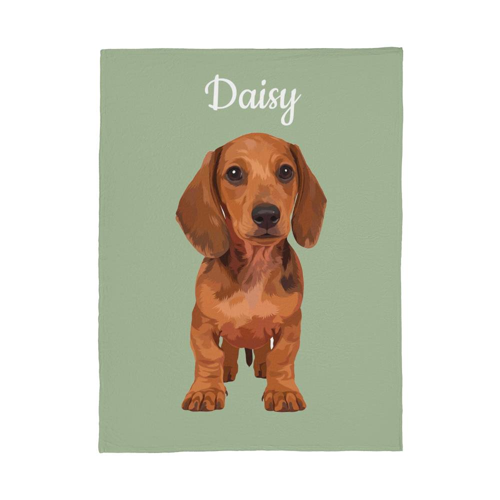 Custom AI Pet Portrait Fleece Blanket - Personalized Dog Photo Blanket