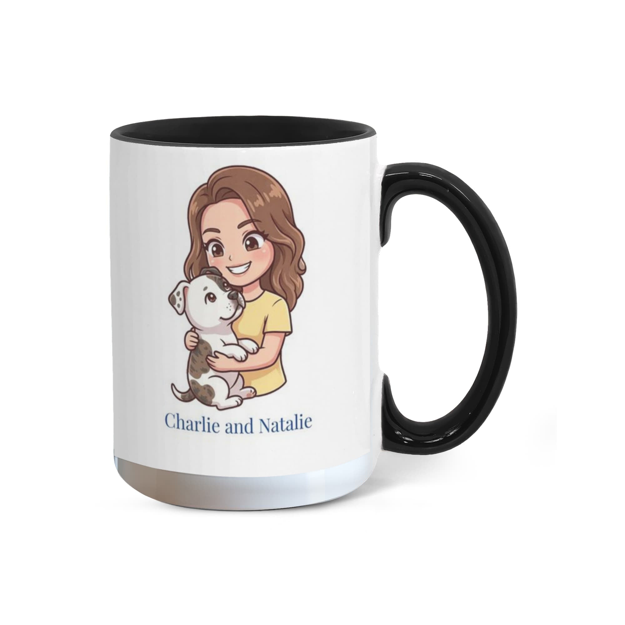 Personalized Dog Mom Coffee Mug – "Hot Girls Rescue Dogs" Chibi Style Custom Pet Portrait