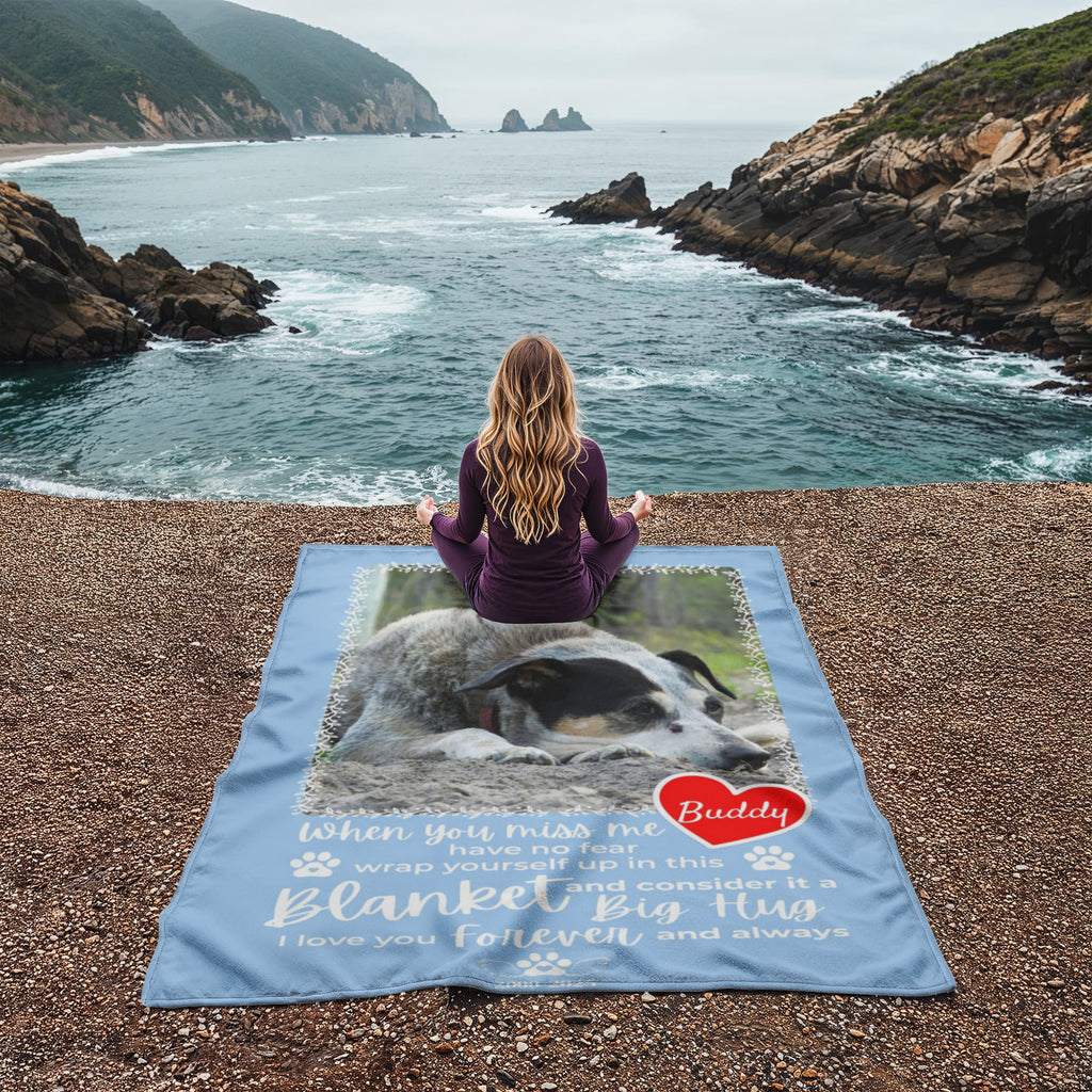 "When You Miss Me" - Pet Memorial Fleece Blanket - Personalized Name and Picture