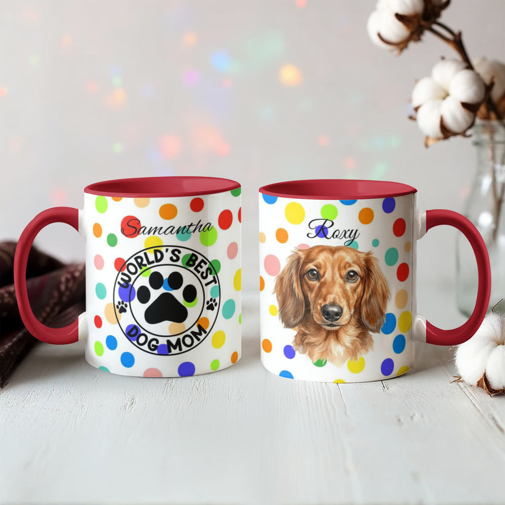 World's Best Dog Mom Polka Dot Watercolor Portrait Mug